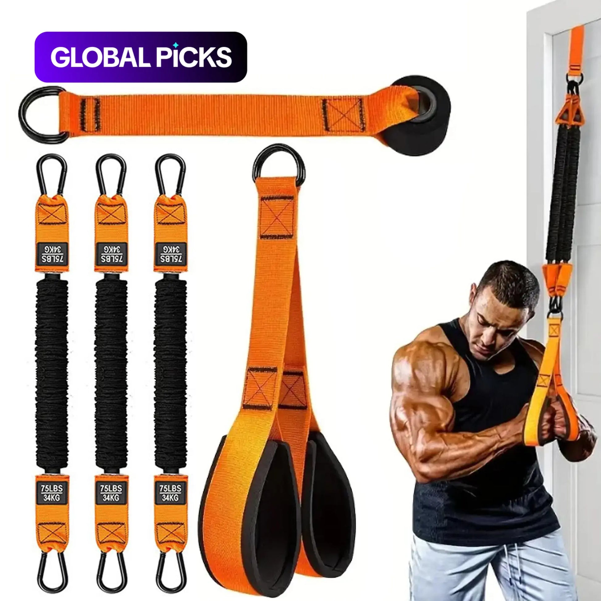 Heavy-Duty Adjustable Resistance Training Equipment, Workout Straps, 225 Lbs Resistance Band for Full-Body Strength Training (Arms, Back, Core and Shoulders), Home & Gym Workout