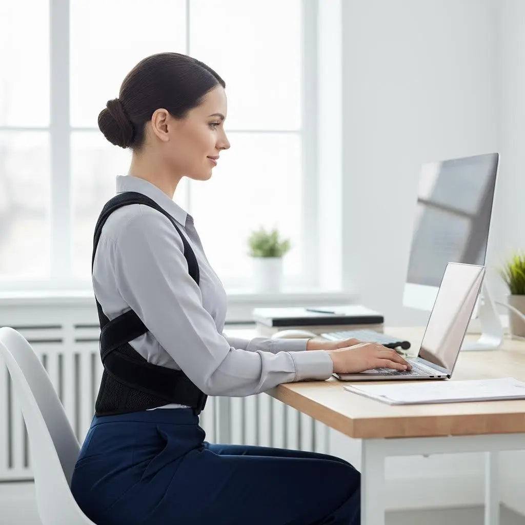 Breathable Posture Support Brace, Comfort-Fit Back Straps for Home and Office, Ergonomic Upper Back Support