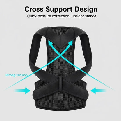 Breathable Posture Support Brace, Comfort-Fit Back Straps for Home and Office, Ergonomic Upper Back Support