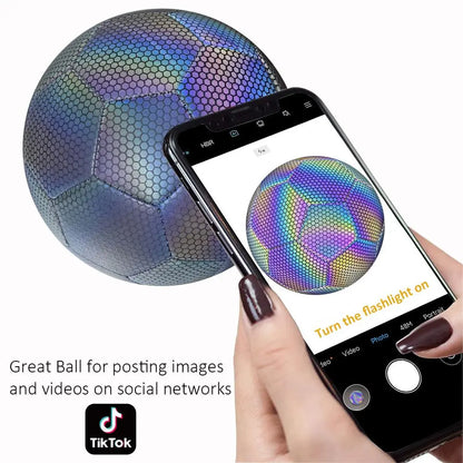Size 5 Soccer Ball, Machine Stitched Holographic Reflective PU Football, Professional Training Football for Adults, Custom Football Kits, Guardian Cap Football, Christmas Gift