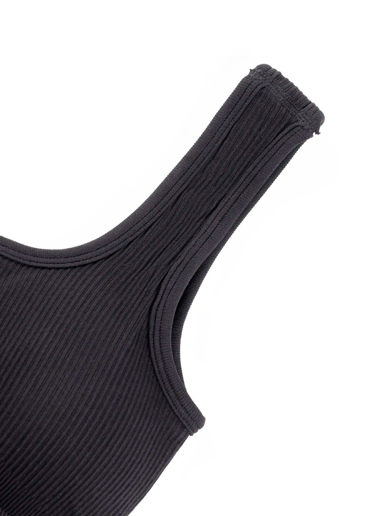 Women'S Solid Backless Ribbed Sports Vest, Casual Comfortable Breathable Square Neck Sports Vest for Yoga Gym Workout, Breathable Workout Tops, Ladies Sportswear Clothing for All Seasons