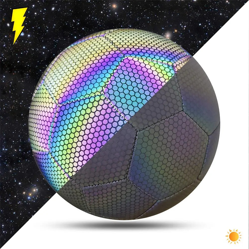 Size 5 Soccer Ball, Machine Stitched Holographic Reflective PU Football, Professional Training Football for Adults, Custom Football Kits, Guardian Cap Football, Christmas Gift