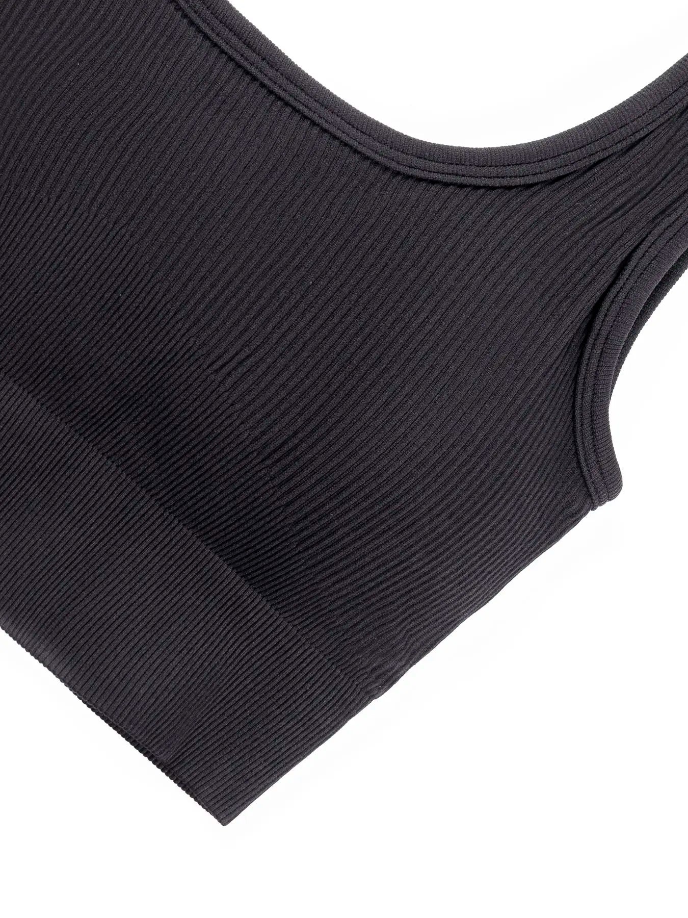 Women'S Solid Backless Ribbed Sports Vest, Casual Comfortable Breathable Square Neck Sports Vest for Yoga Gym Workout, Breathable Workout Tops, Ladies Sportswear Clothing for All Seasons