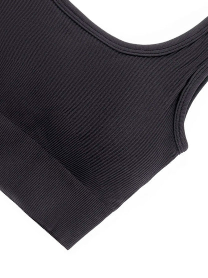 Women'S Solid Backless Ribbed Sports Vest, Casual Comfortable Breathable Square Neck Sports Vest for Yoga Gym Workout, Breathable Workout Tops, Ladies Sportswear Clothing for All Seasons