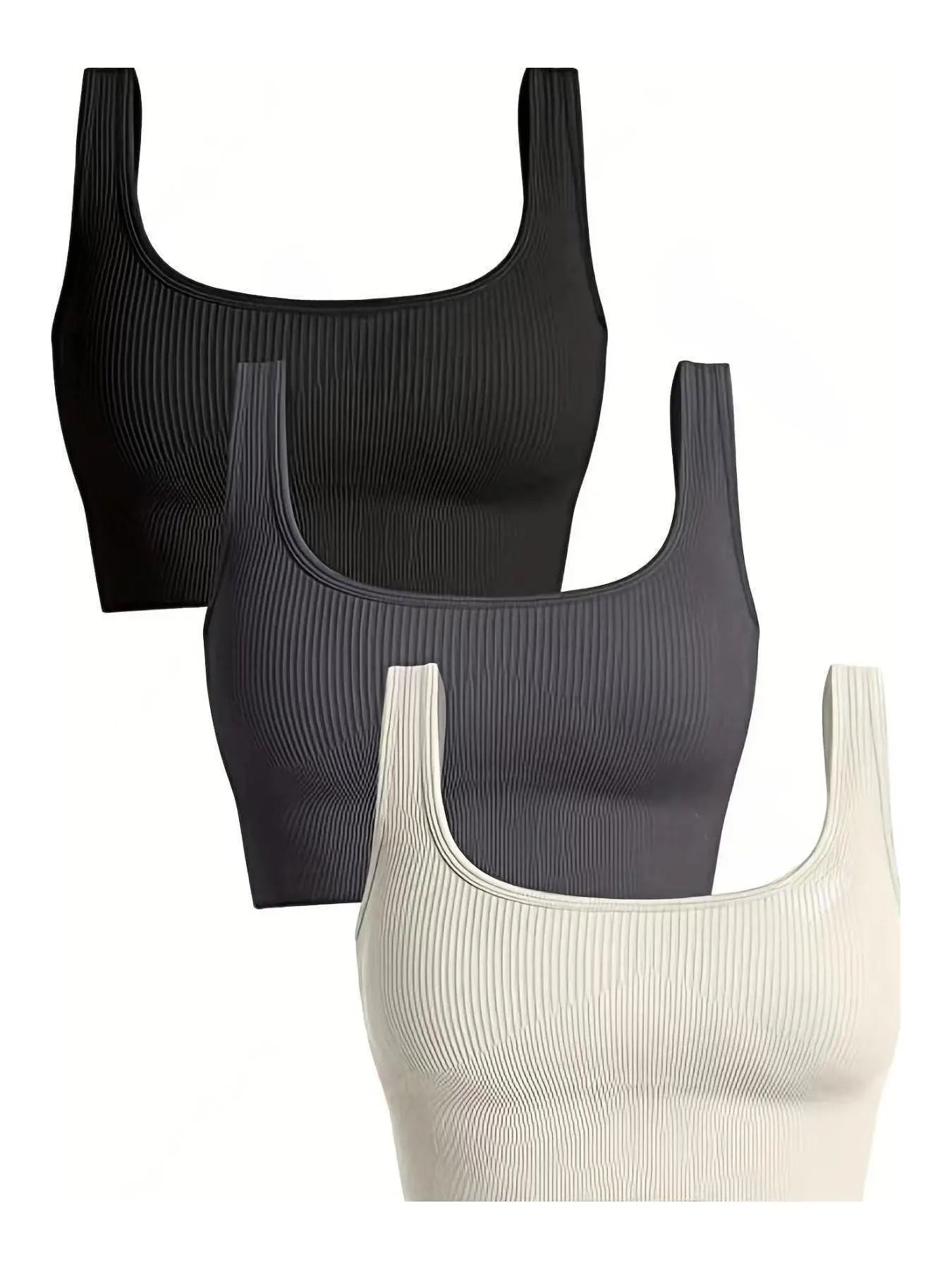 Women'S Solid Backless Ribbed Sports Vest, Casual Comfortable Breathable Square Neck Sports Vest for Yoga Gym Workout, Breathable Workout Tops, Ladies Sportswear Clothing for All Seasons